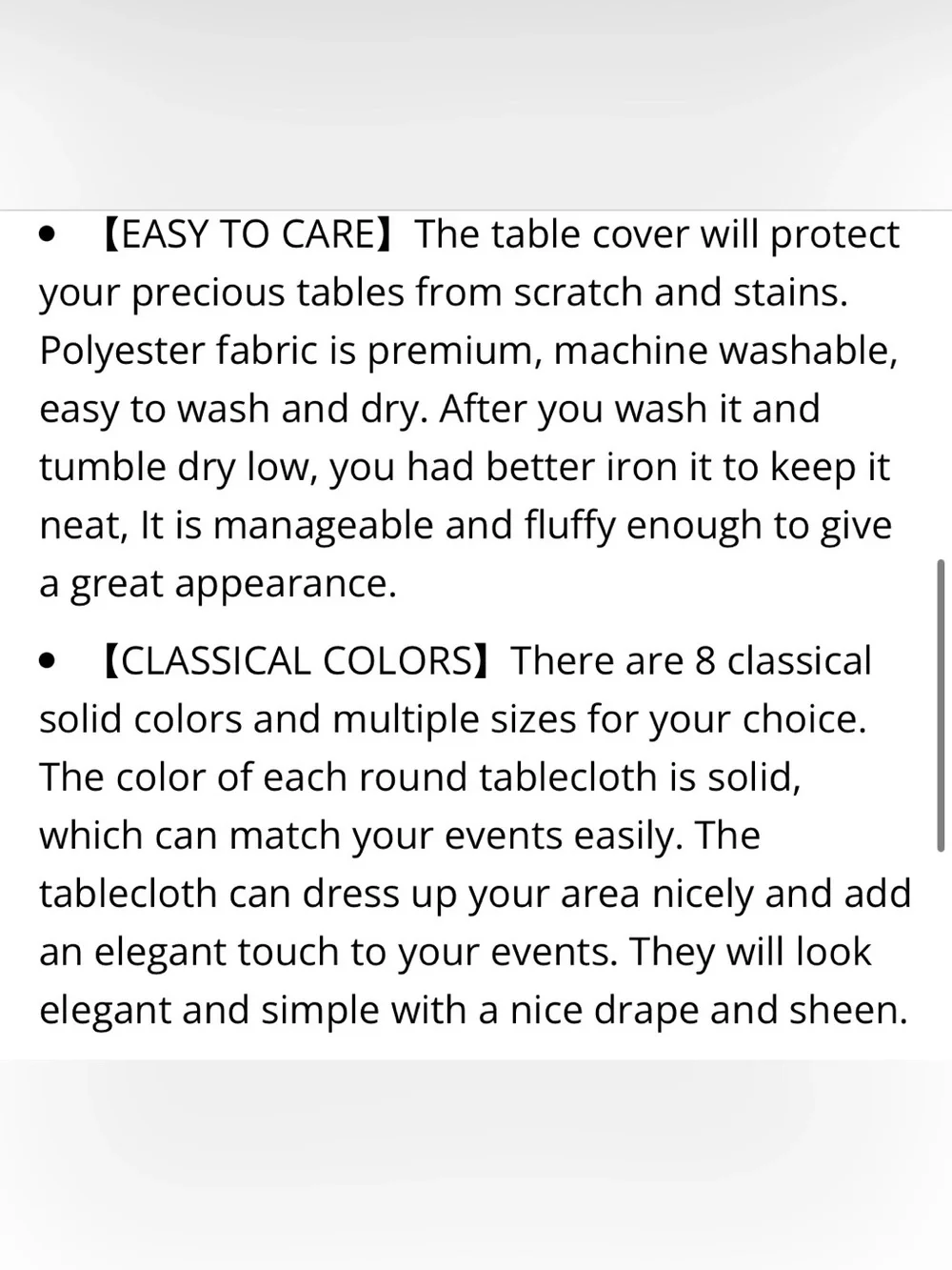 Classic Polyester Washable Tablecloth 108” Round (4-pack) CREAM